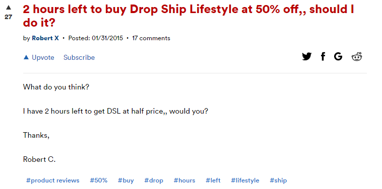 drop ship lifestyle 50% off